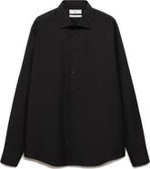MANGO Slim Fit Cotton Poplin Suit Button-Up Shirt