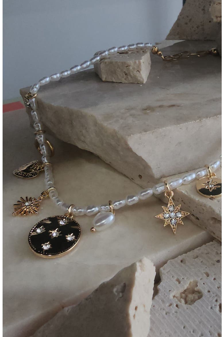 Assorted Charm Faux Pearl Necklace, Alternate, color, WHITE