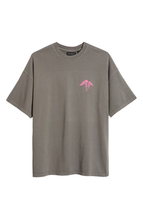Overnight Angels Crew Originals Color Pop Angel Embroidered T-shirt In Gray