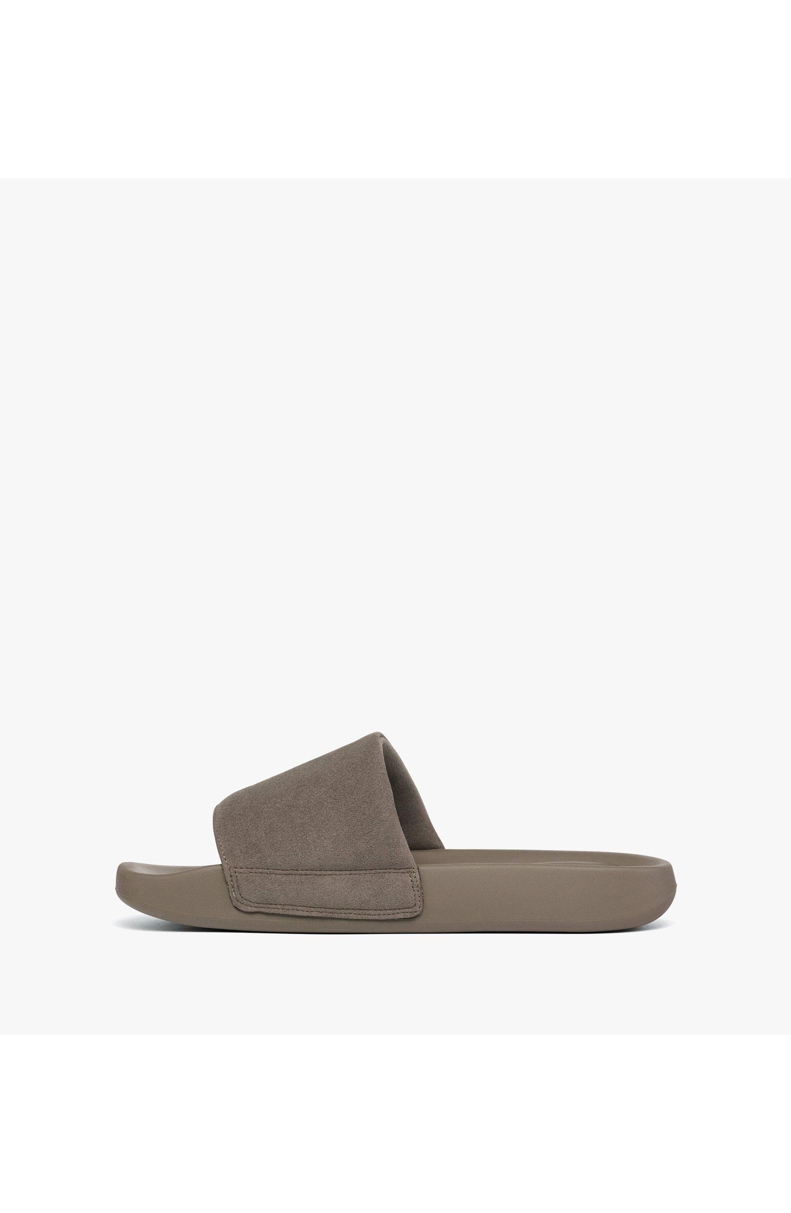 x We The Best Ultrasuede Slides, Alternate, color, Taupe Grey