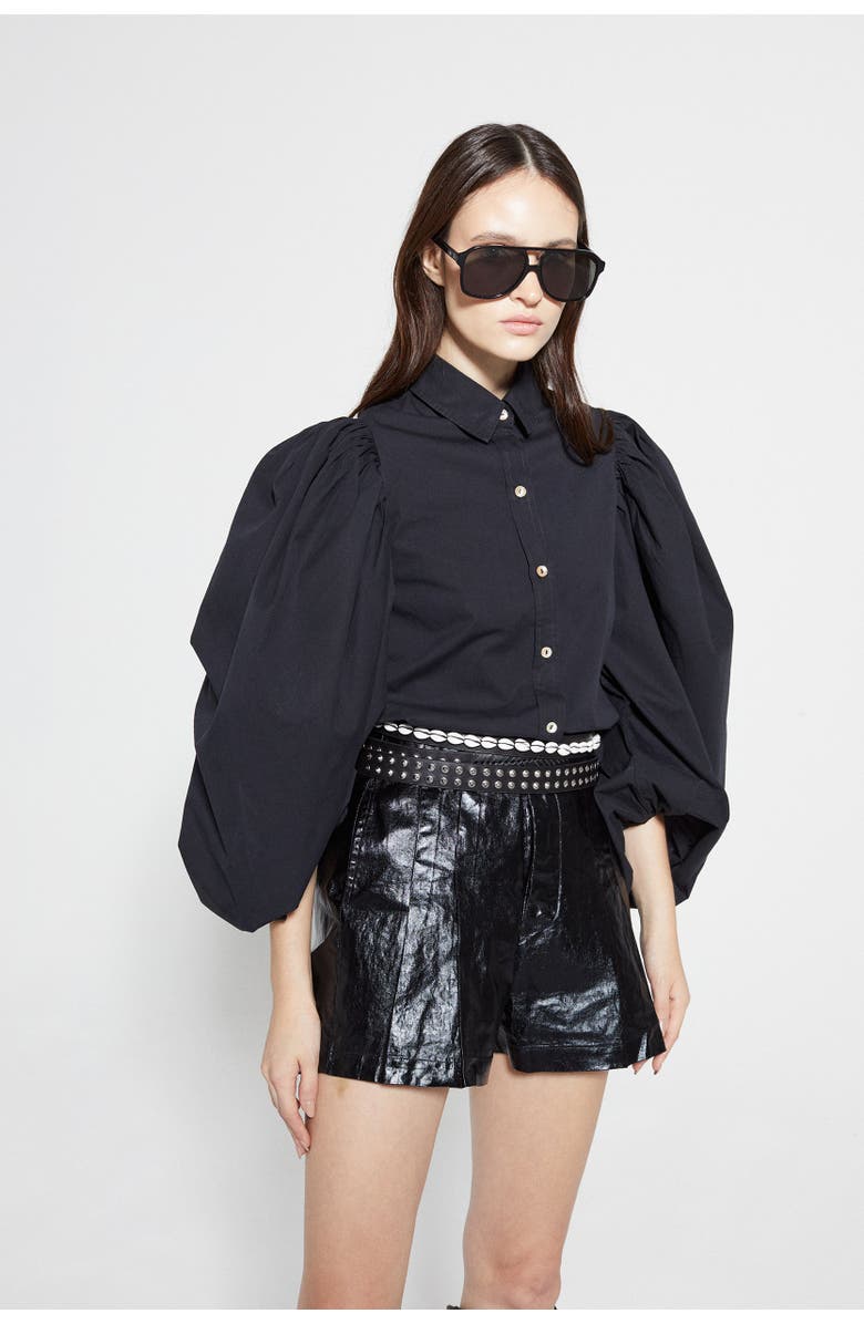 LANHTROPY Frida Metallic Linen Short, Alternate, color, Black