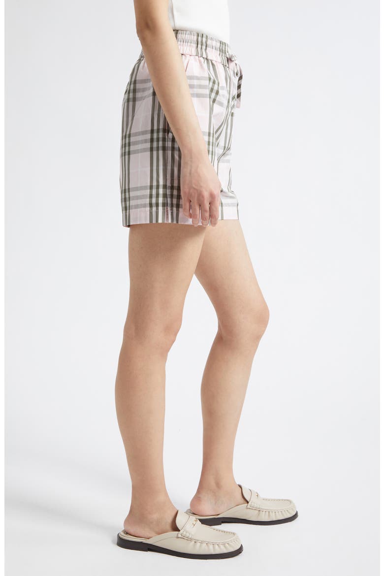 Evelyn Check Cotton Drawstring Shorts, Alternate, color, MALLOW PINK IP CHECK