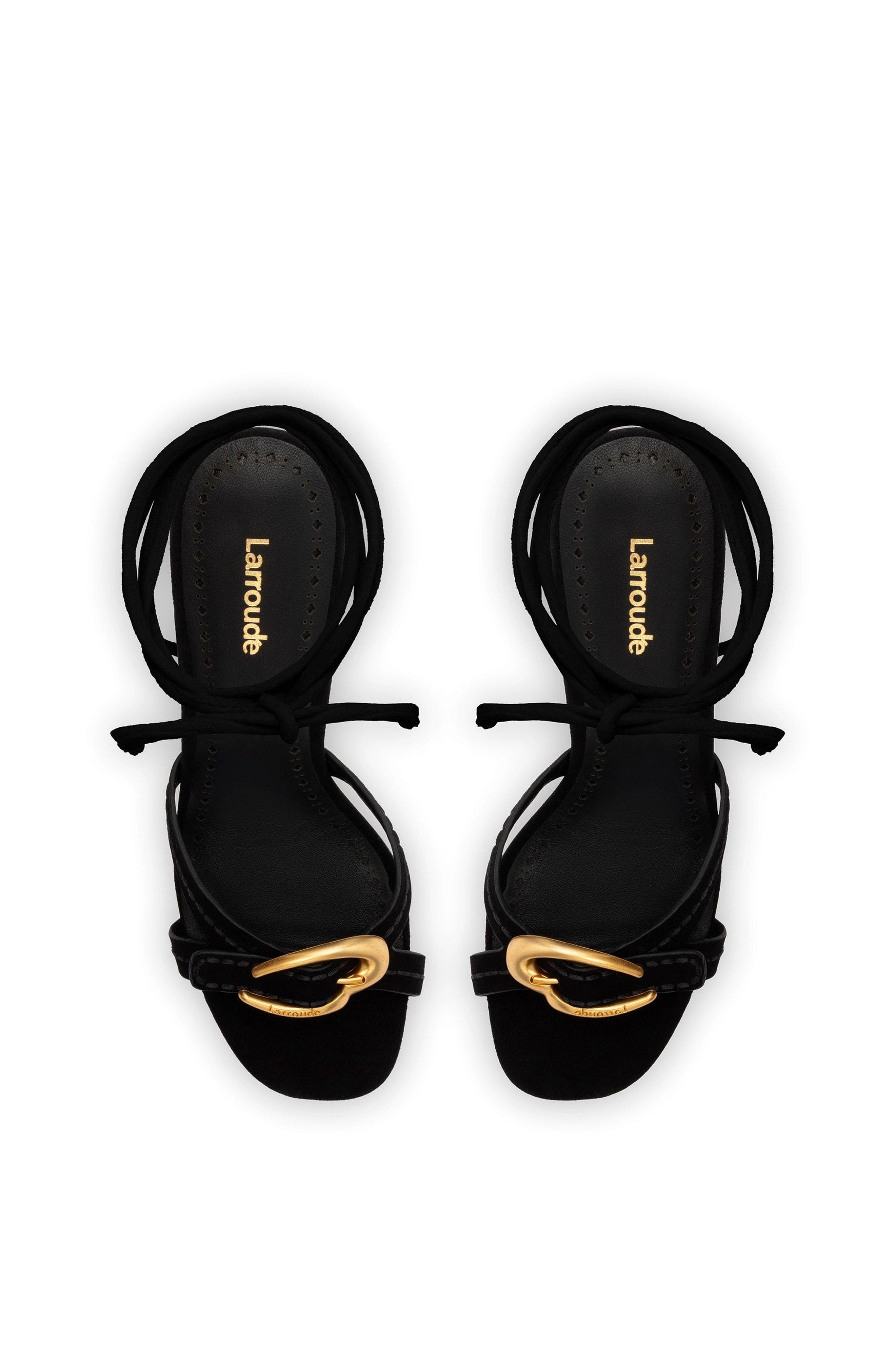 Larroudé Verona Strappy Sandal, Alternate, color, Black