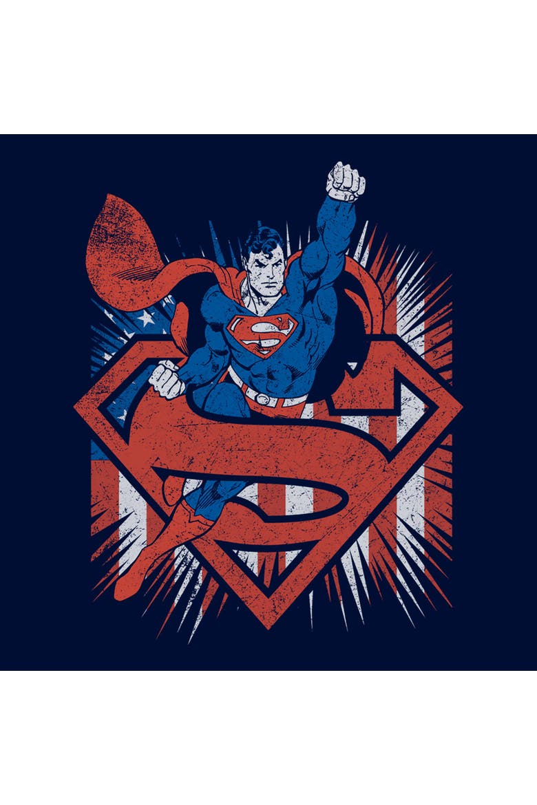 Boy's Superman Festive Pose  Graphic T-Shirt, Alternate, color, Navy Blue