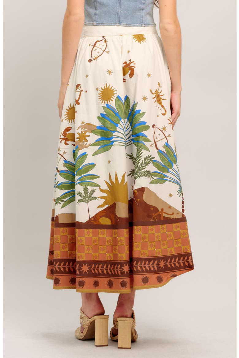 Tropical Print Midi Skirt, Alternate, color, CREAM