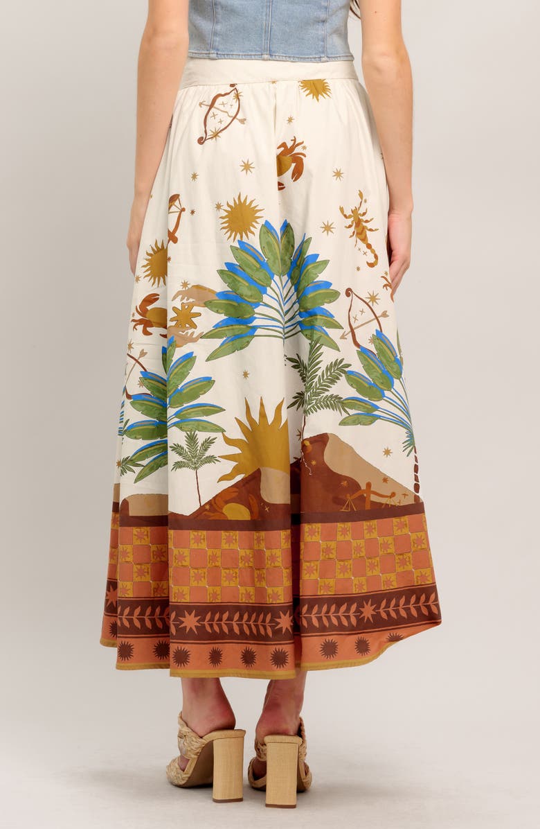 FLYING TOMATO Tropical Print Midi Skirt, Alternate, color, Cream