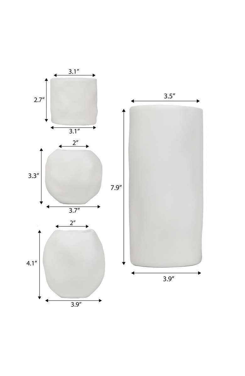 JONATHAN Y Linden Modern Minimalist Handmade Concrete Organic Sculptural Cylinder and Round Planter Set with Drainage Holes, Alternate, color, White