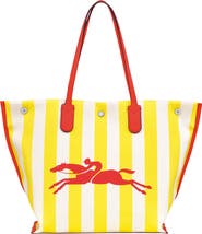 Longchamp Essential Stripe Cotton Canvas Tote Bag