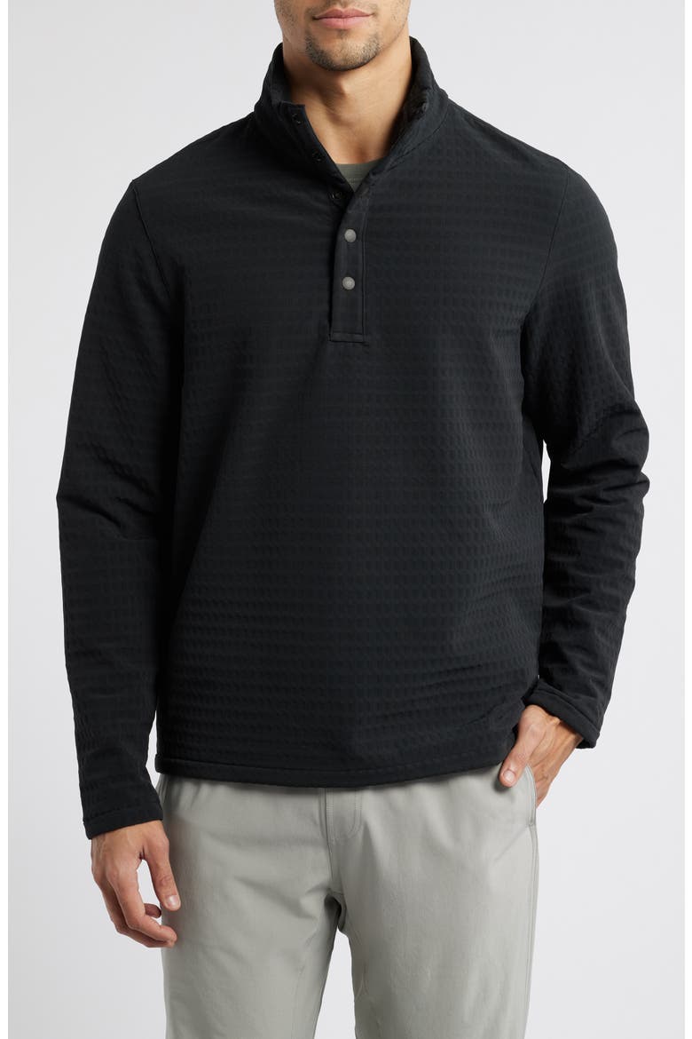Bonded Grid Fleece Pullover, Main, color, BLACK