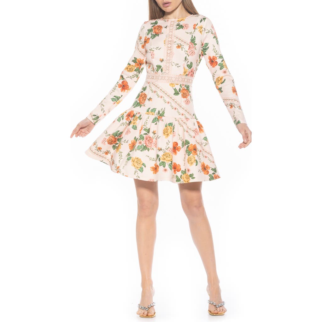 Alexia Admor Alexa Floral Long Sleeve Fit & Flare Dress In Beige Floral