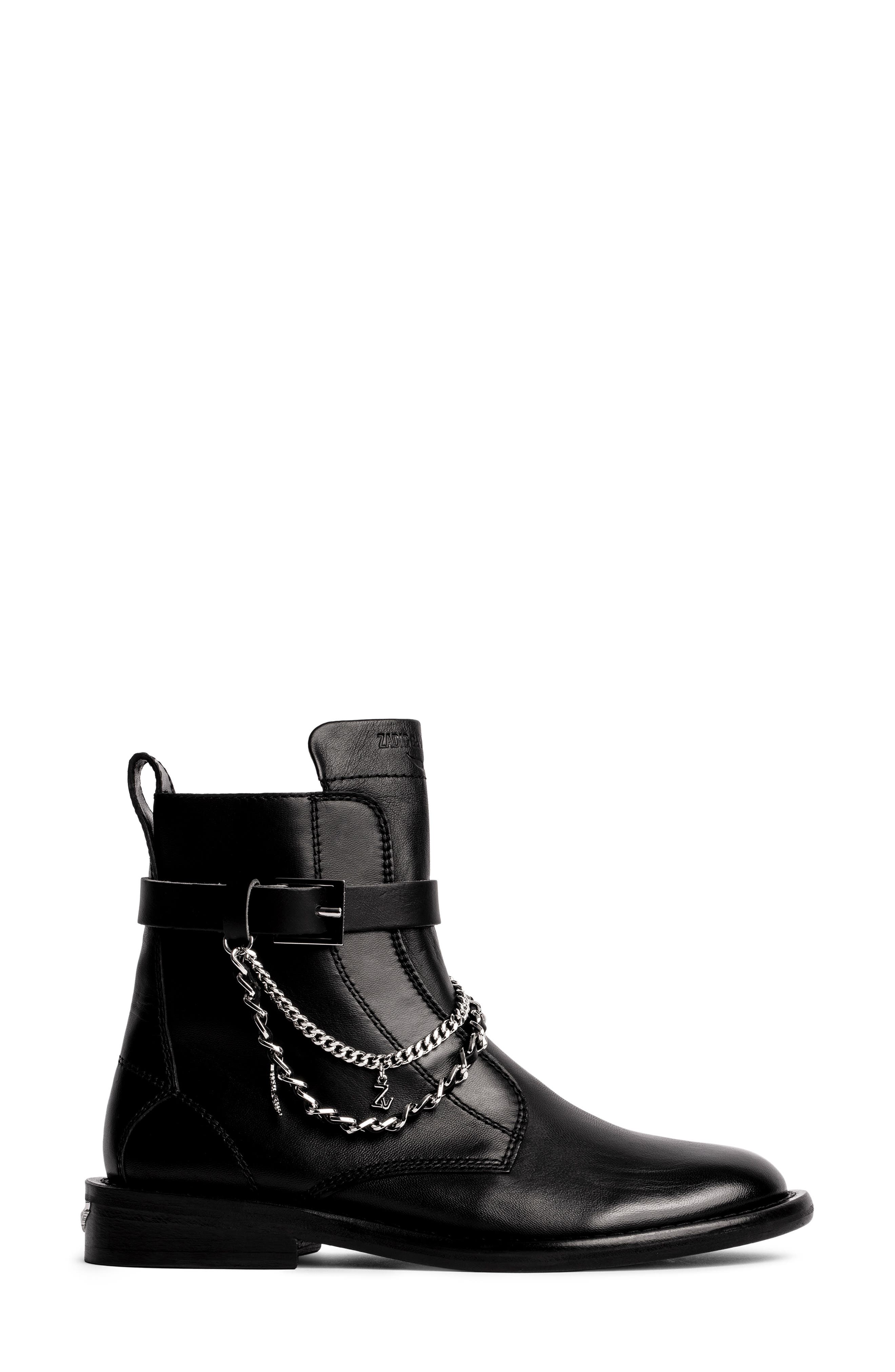 Zadig & Voltaire Laureen Zip Boot, Alternate, color, Noir