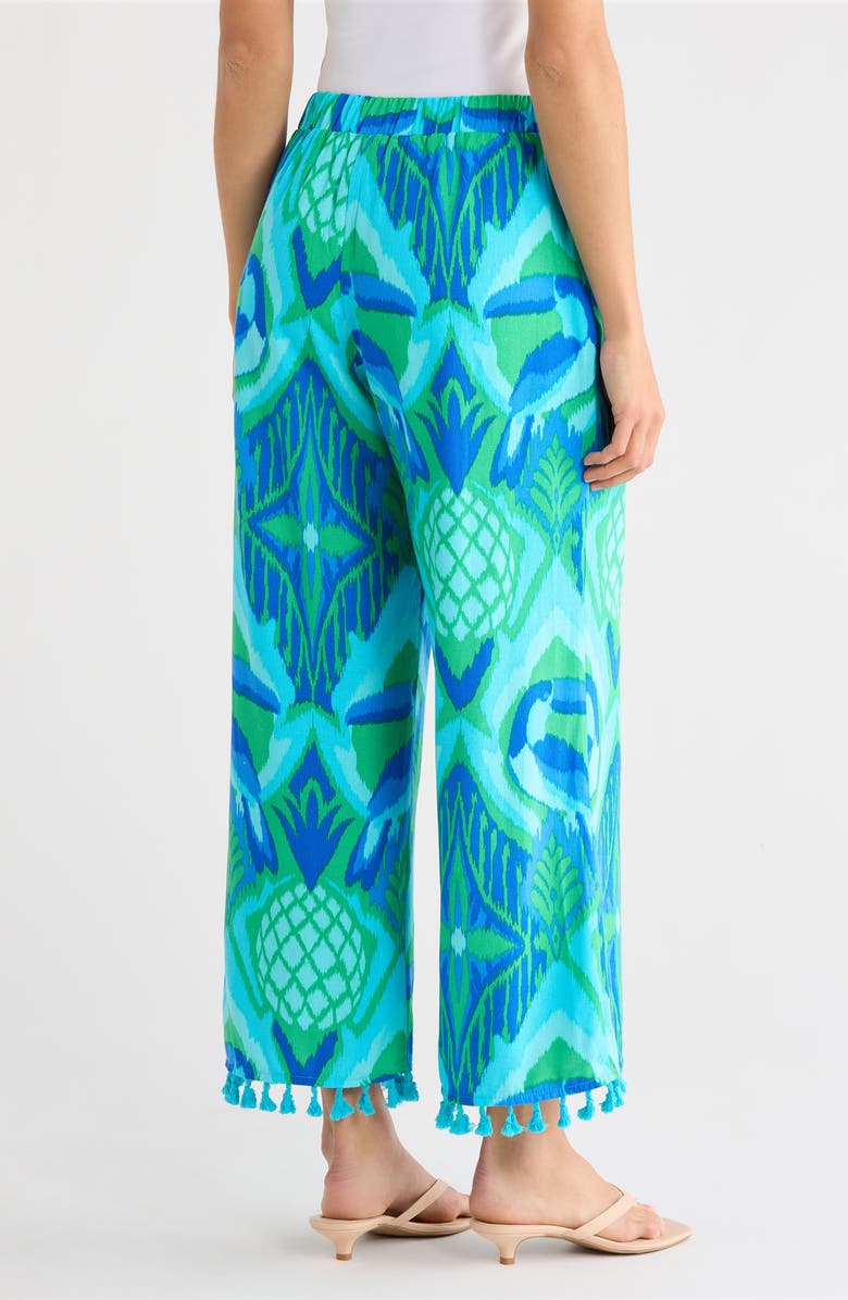 SUGARLIPS Blissy Tropical Hanie Flare Pants, Alternate, color, Kelly-Blue-Multi