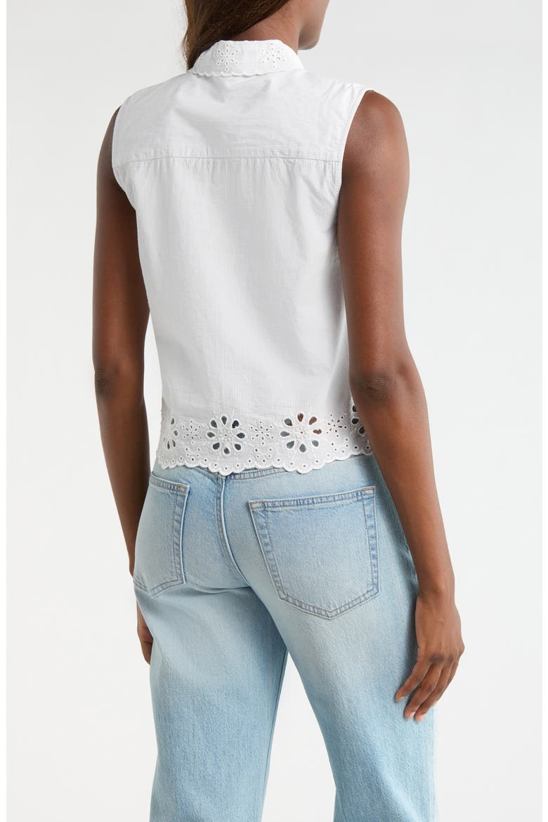 Sleeveless Eyelet Button Front Top, Alternate, color, 1643 LIGHT SEASHELL