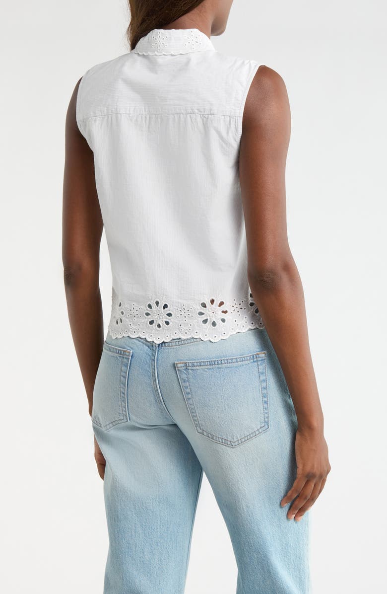 Lucky Brand Sleeveless Eyelet Button Front Top, Alternate, color, 1643 Light Seashell