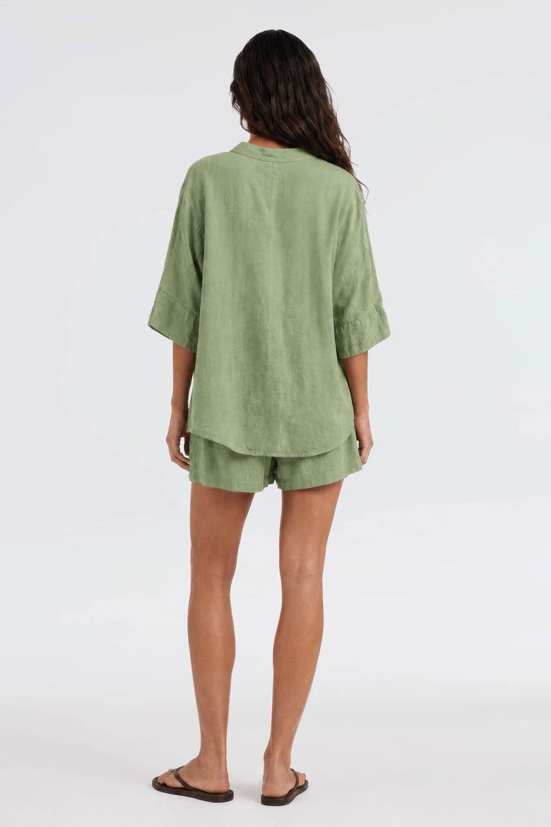 Iyan 100% Linen Oversized Button-Up Shirt, Alternate, color, Green