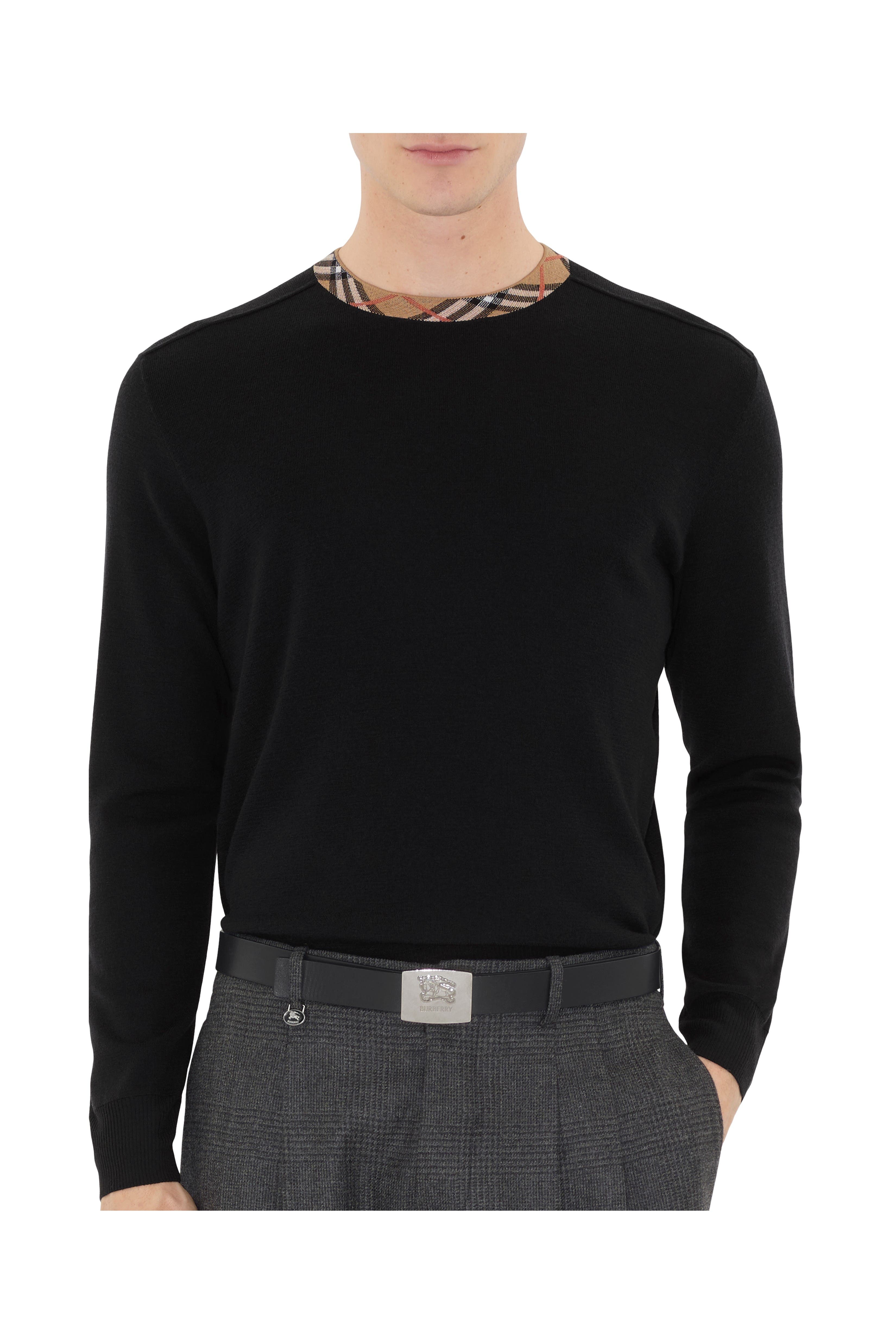 Check Trim Wool Sweater - image 4
