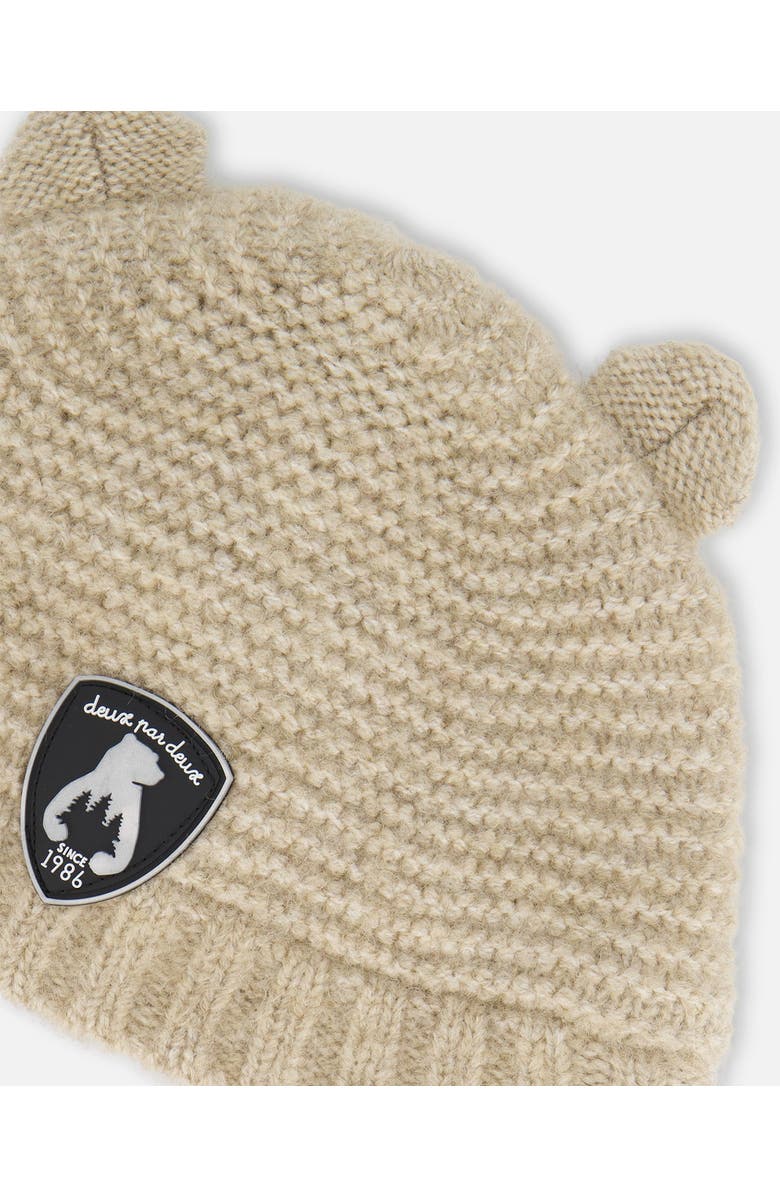 Deux par Deux Baby Unisex Knit Hat With Ears Beige, Alternate, color, Pine Bark