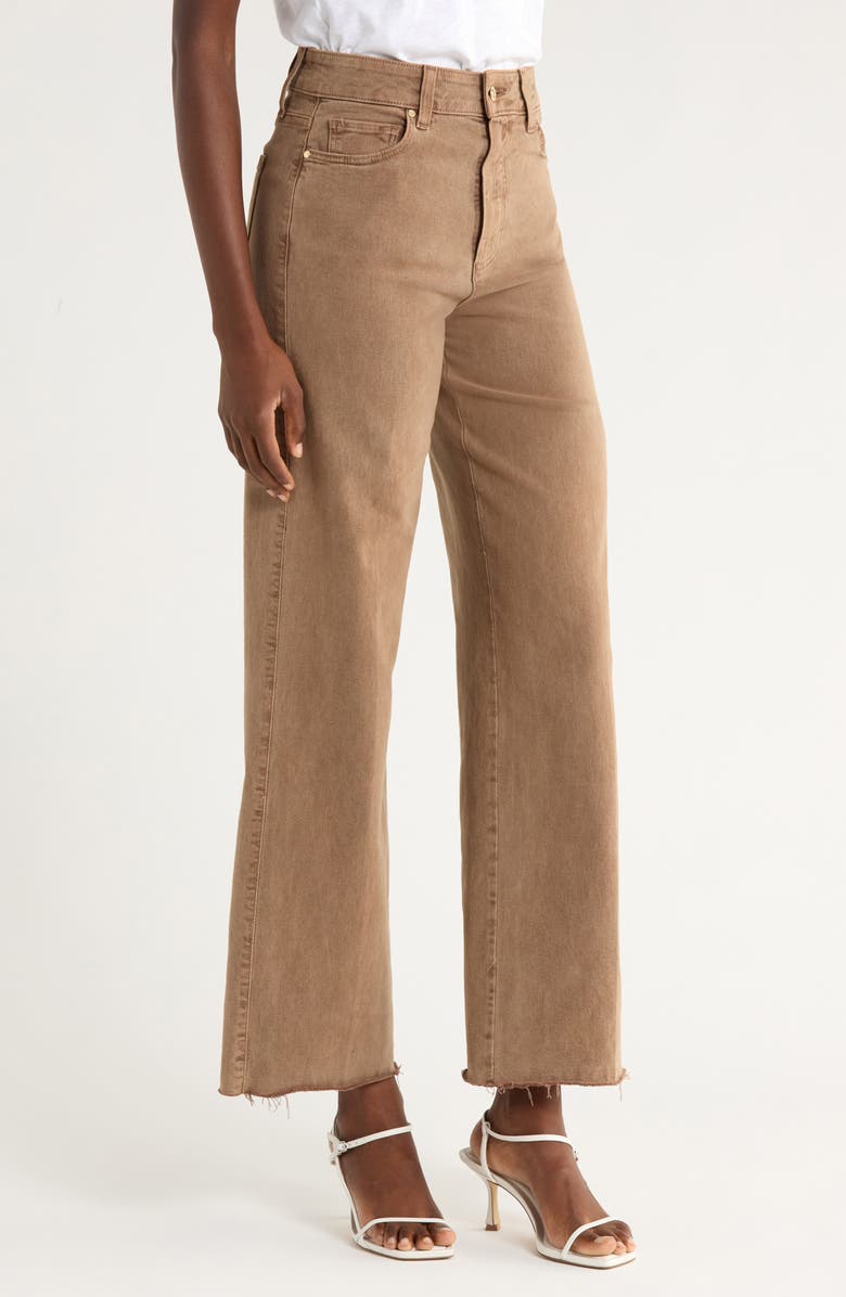 PAIGE Anessa High Waist Raw Hem Wide Leg Jeans, Alternate, color,