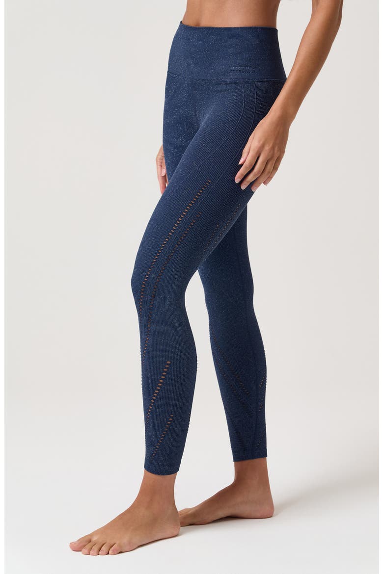 Danielle High Waist Shimmer Leggings, Alternate, color, INDIGO