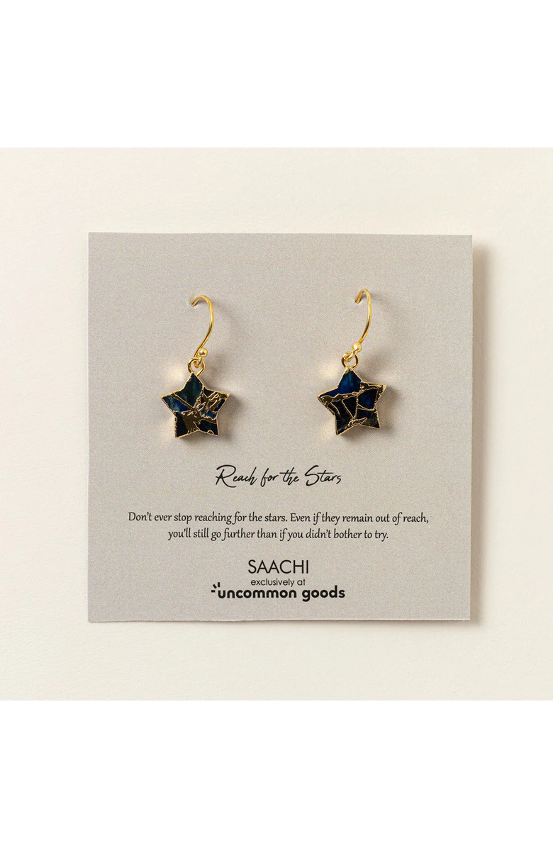 Uncommon Goods Reach for the Stars Mosaic Stone Earrings, Alternate, color, Gold