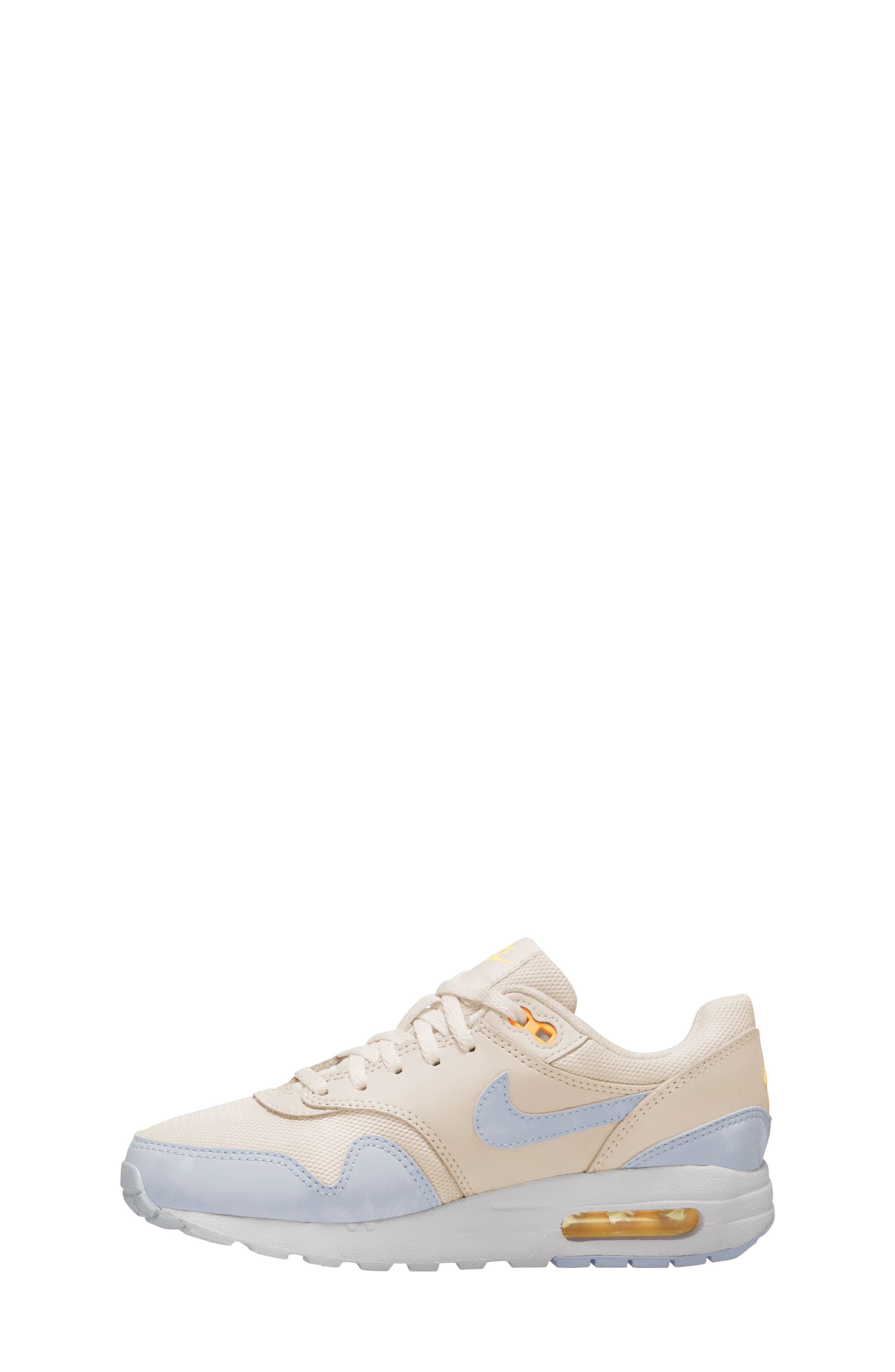 Kids' Air Max 1 Sneaker, Alternate, color, PALE IVORY/ GREY/ MELON TINT