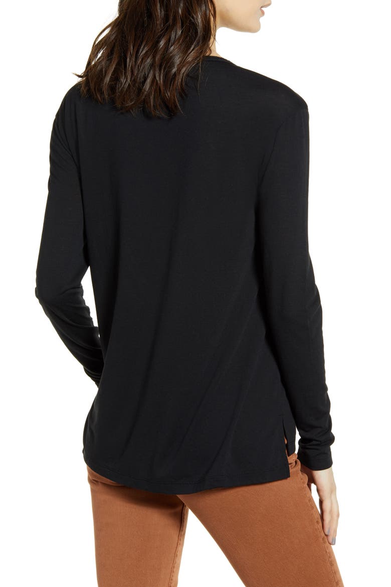 Raw Edge Pocket Tee, Alternate, color, BLACK