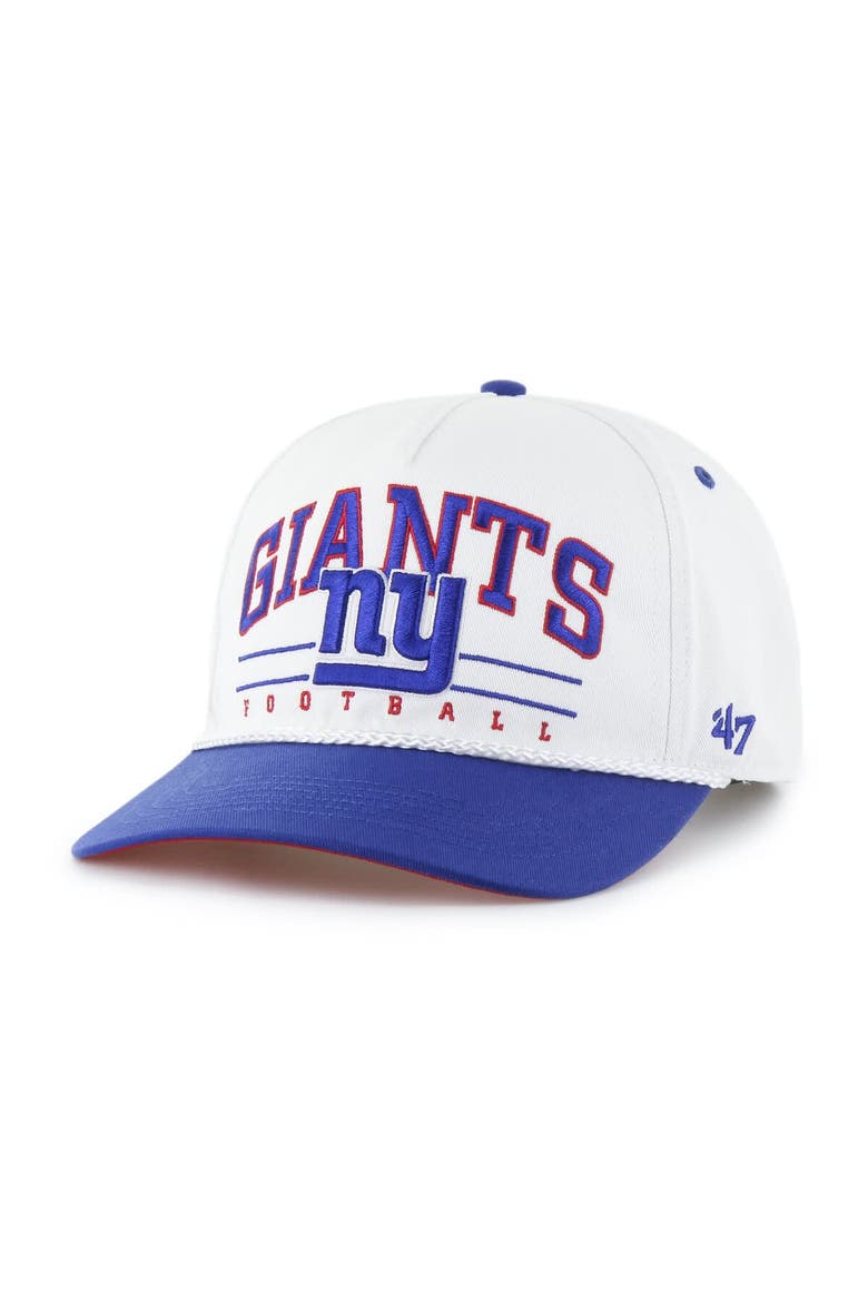 Men's '47 White/Royal New York Giants Roscoe Two-Toned Hitch Adjustable Hat, Main, color, White