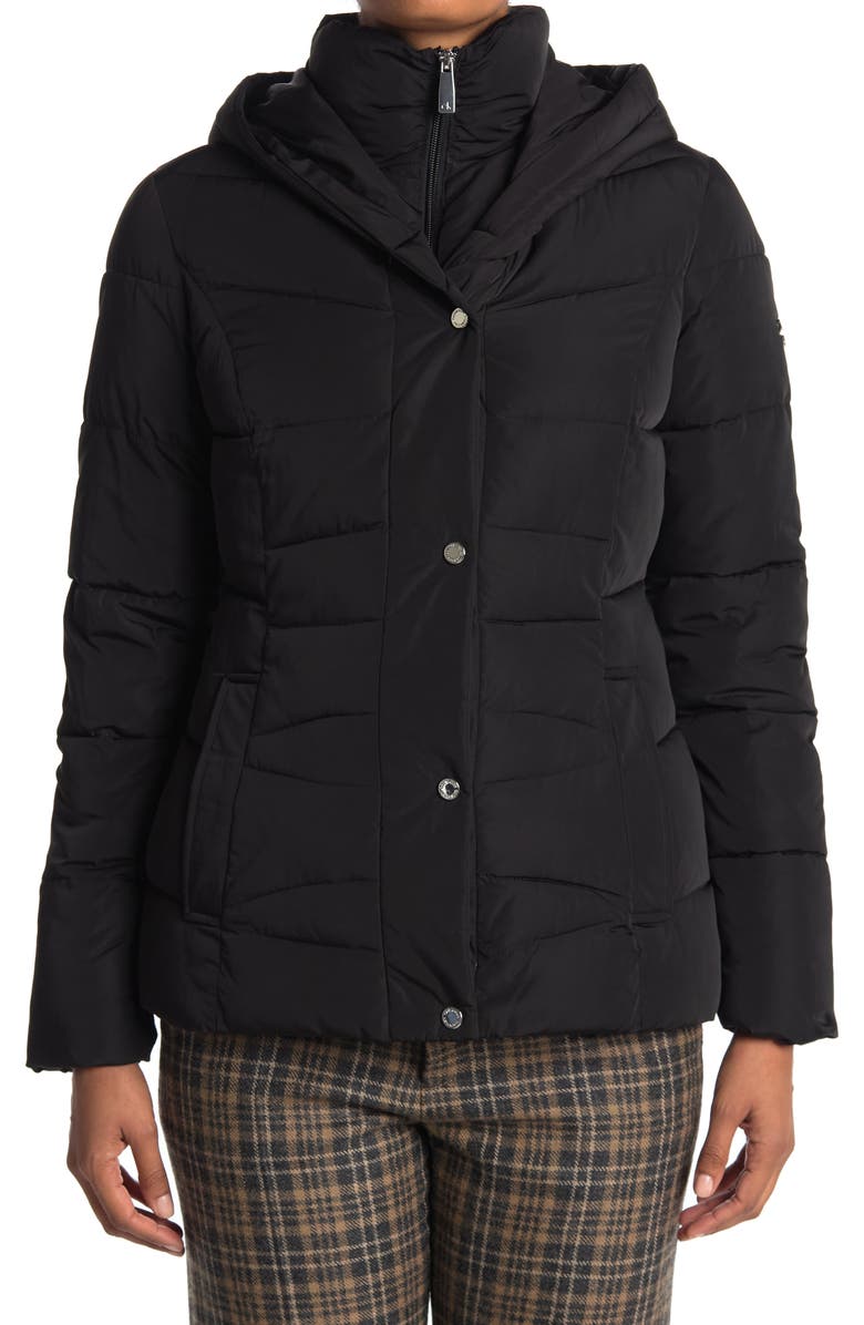 Calvin Klein Hooded Bib Front Puffer Jacket, Alternate, color, 