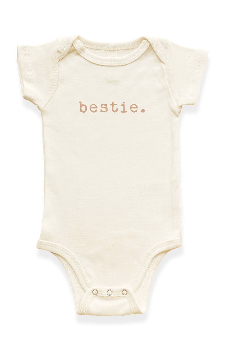 Bestie Organic Baby Bodysuit, Main, color, Natural Clay Lettering