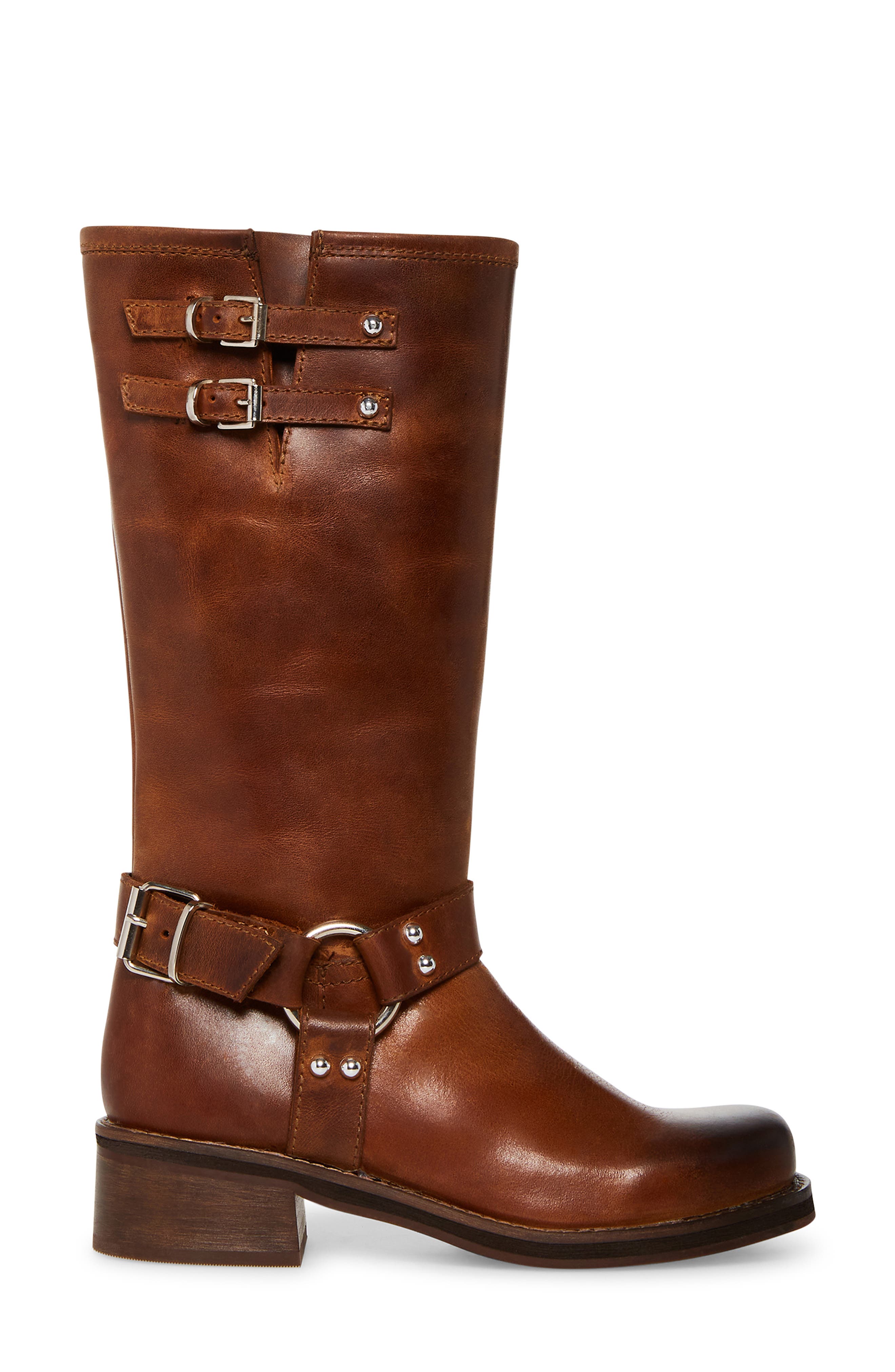 Steve Madden Bryanna Moto Boot, Alternate, color, Brown Leather