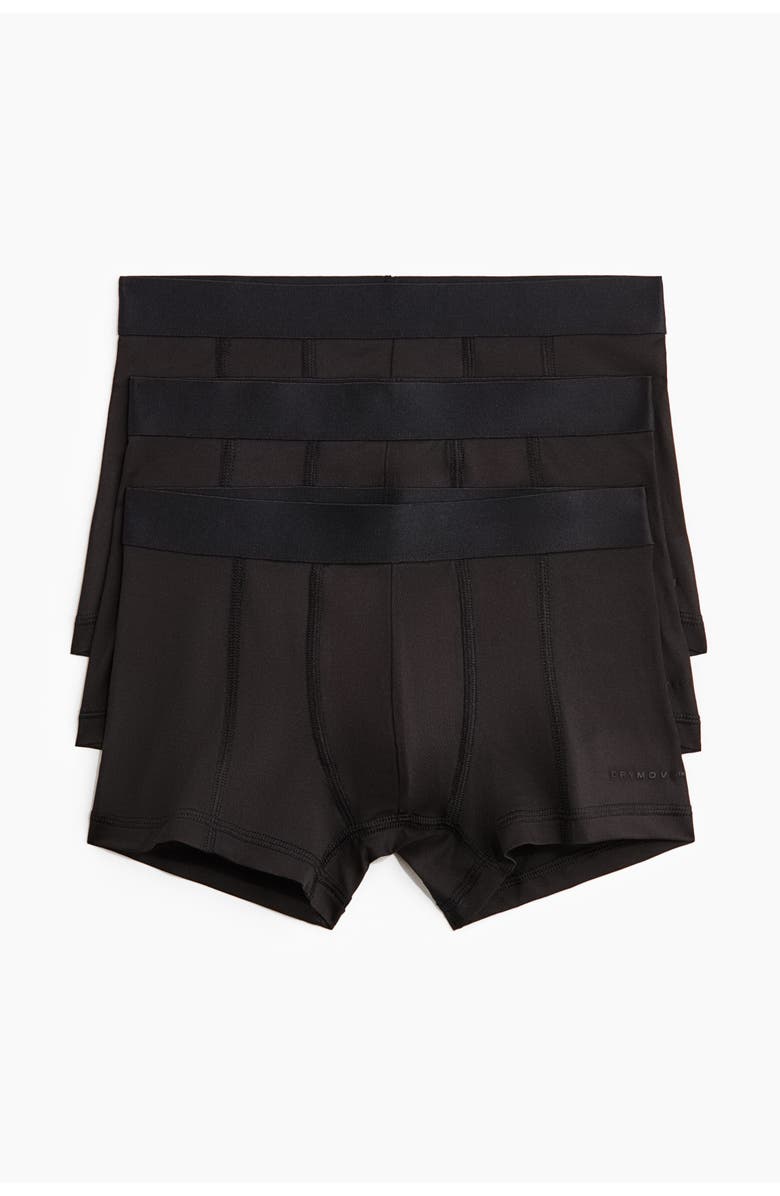 H&M 3-pack Sports Trunks With Drymove, Alternate, color, Black