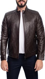 VELLAPAIS Leola Diamond Quilted Leather Jacket