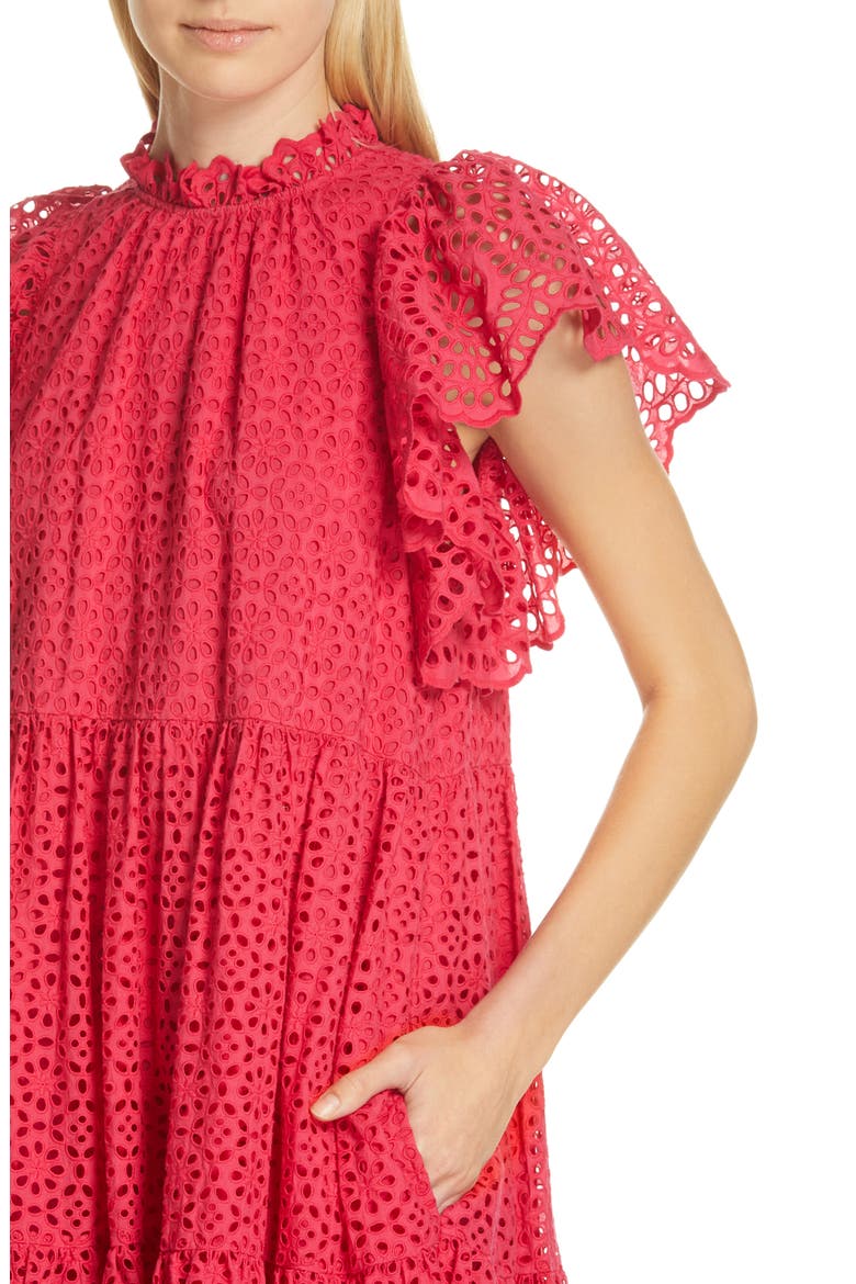 Norah Eyelet Dress, Alternate, color, FUCHSIA