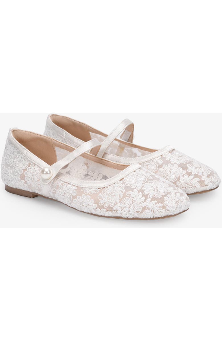 Kailee P Zora Crochet Lace Mary Jane Wedding Flats, Main, color, White