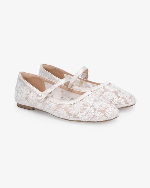 Zora Crochet Lace Mary Jane Wedding Flats