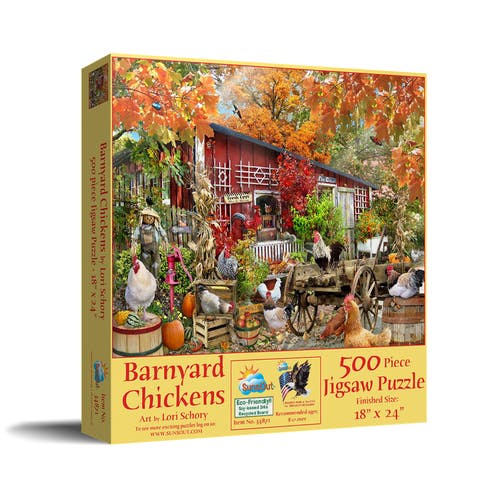 Barnyard Chickens 500 piece Jigsaw Puzzle for Adults