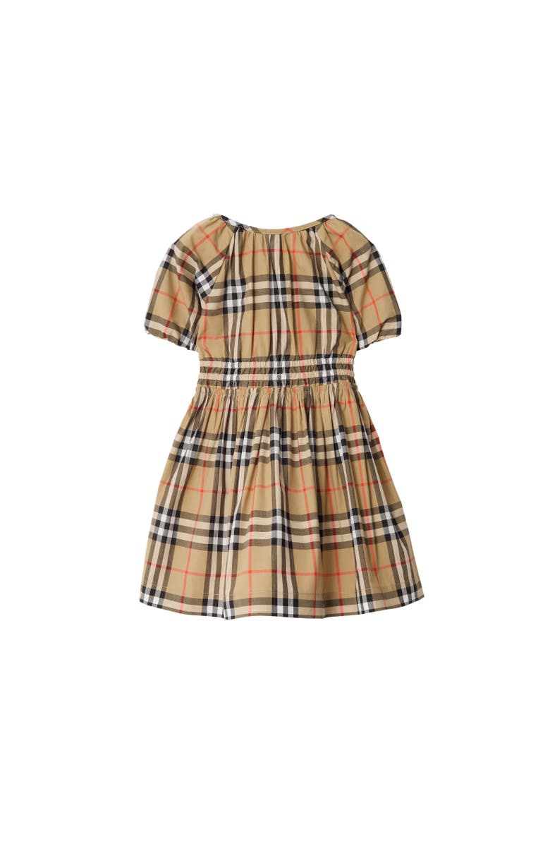 Burberry Check Cotton Dress, Alternate, color, Sand Beige