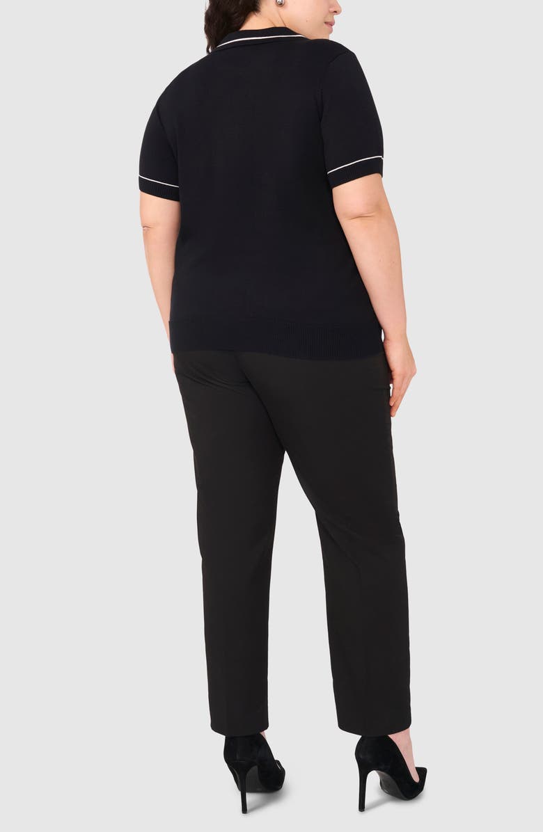 Halogen<sup>®</sup> Tipped Johnny Collar Polo Sweater, Alternate, color, Rich Black
