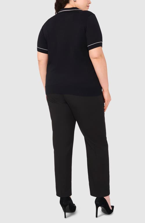 Halogenr Halogen(r) Tipped Johnny Collar Polo Sweater In Rich Black