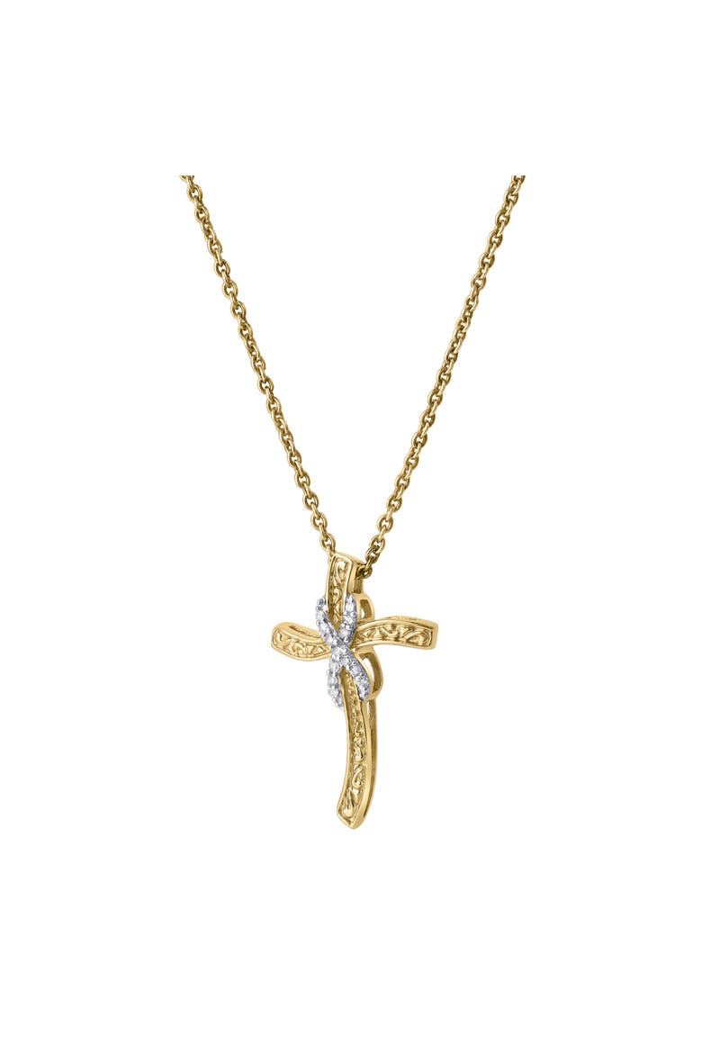 Benedicta 10K Gold Diamond Cross Pendant - 0.05 CT, Alternate, color, 10K Yellow Gold