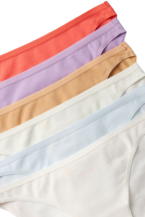 Yellowberry Petal Pima Cotton Bikini Underwear 6pk In Soft Seas