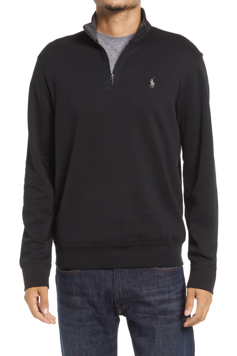 Men's Double Knit Jersey Half Zip Pullover, Main, color, POLO BLACK/ C9686