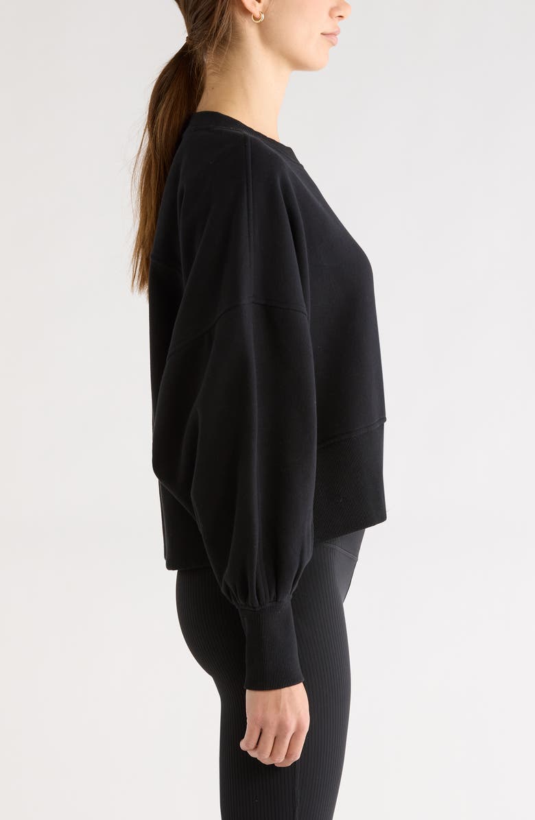 Zella Cloud Fleece Relaxed Sweatshirt, Alternate, color, Black