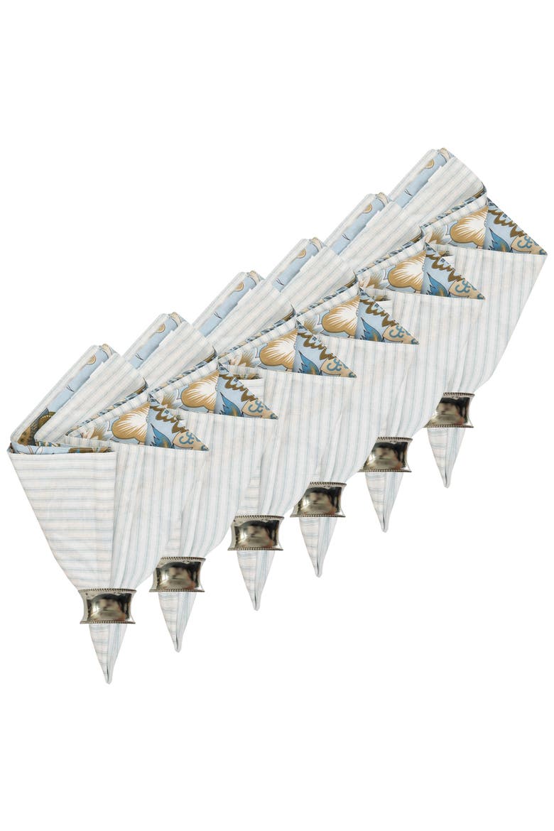 Bethany Blue Cotton Reversible Napkin Set of 6, Alternate, color, Blue
