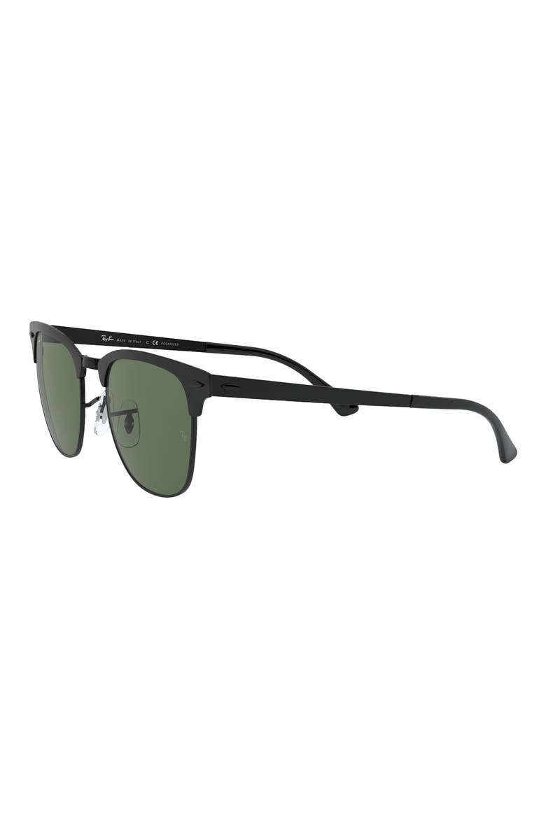 Clubmaster Metal 58mm Polarized Square Sunglasses, Alternate, color, BLACK/ GREEN