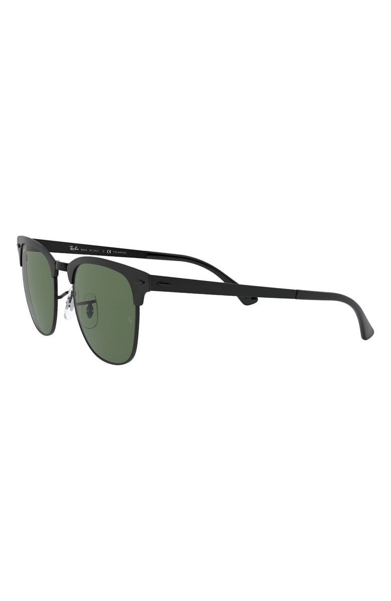 Ray-Ban Clubmaster Metal 58mm Polarized Square Sunglasses, Alternate, color, Black/ Green