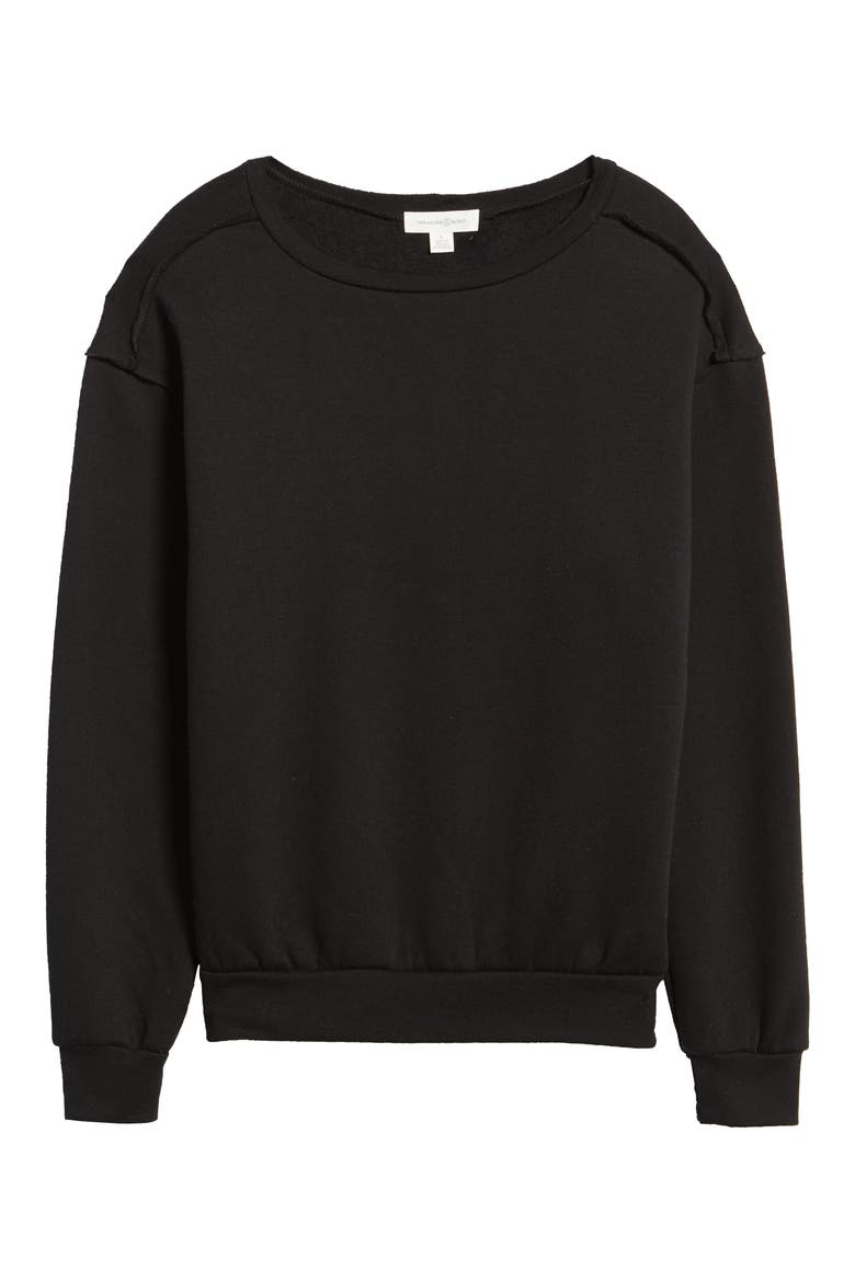 Raw Edge Sweatshirt, Alternate, color, BLACK