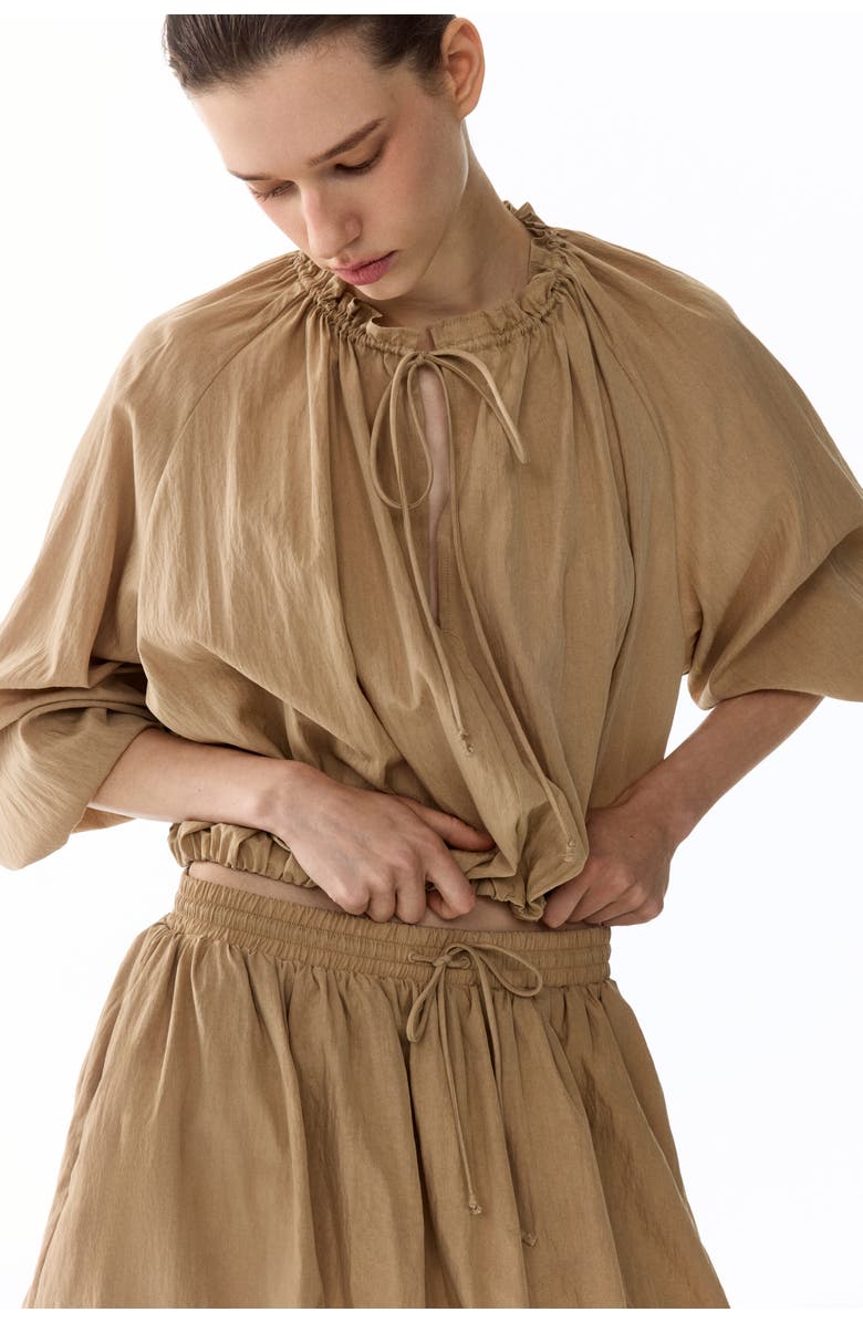 H&M Bubble-hem Skirt, Alternate, color, Beige