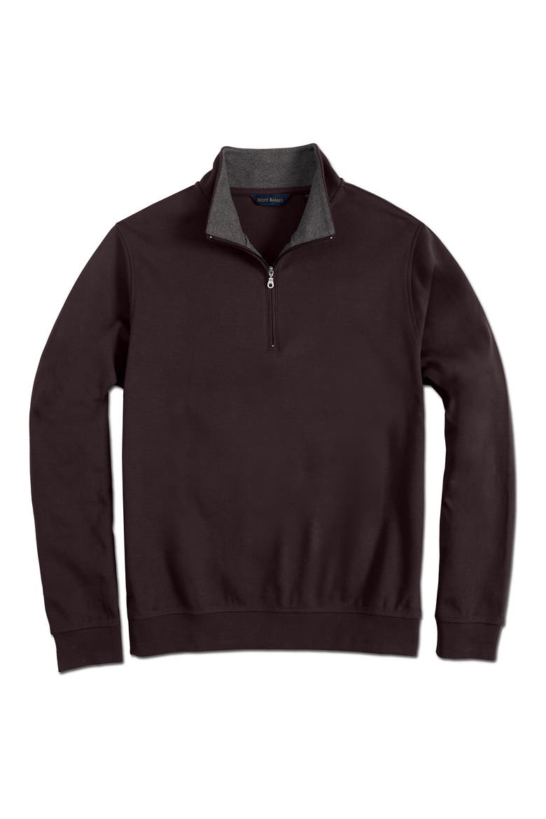 Pima Cotton Interlock Quarter Zip Pullover, Alternate, color, DARK CHOCOLATE