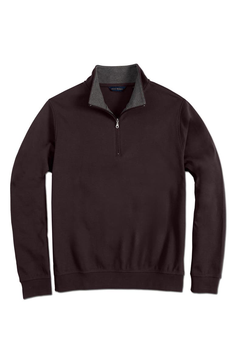 Scott Barber Pima Cotton Interlock Quarter Zip Pullover, Alternate, color, Dark Chocolate
